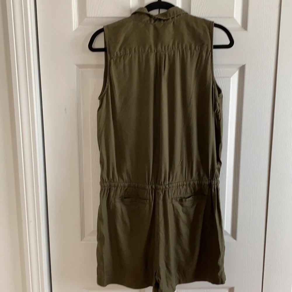 Ralph Lauren Army Green Linen Blend Shorts Romper Size 12 Petite - Picture 5 of 12